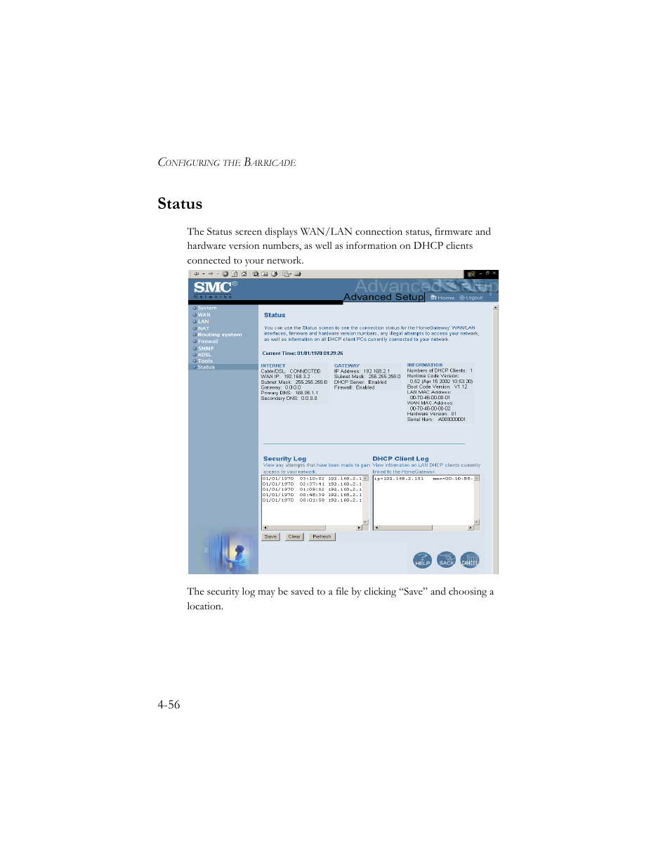 Status | SMC Networks Barricade SMC7404BRA EU User Manual | Page 81 / 130