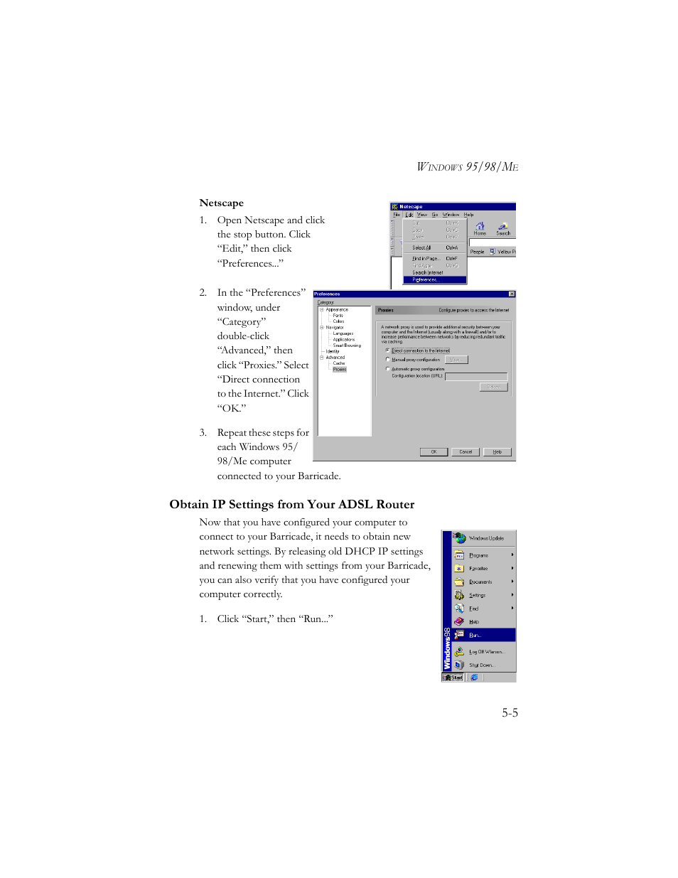 Netscape, Obtain ip settings from your adsl router | SMC Networks Barricade SMC7404BRA EU User Manual | Page 88 / 130