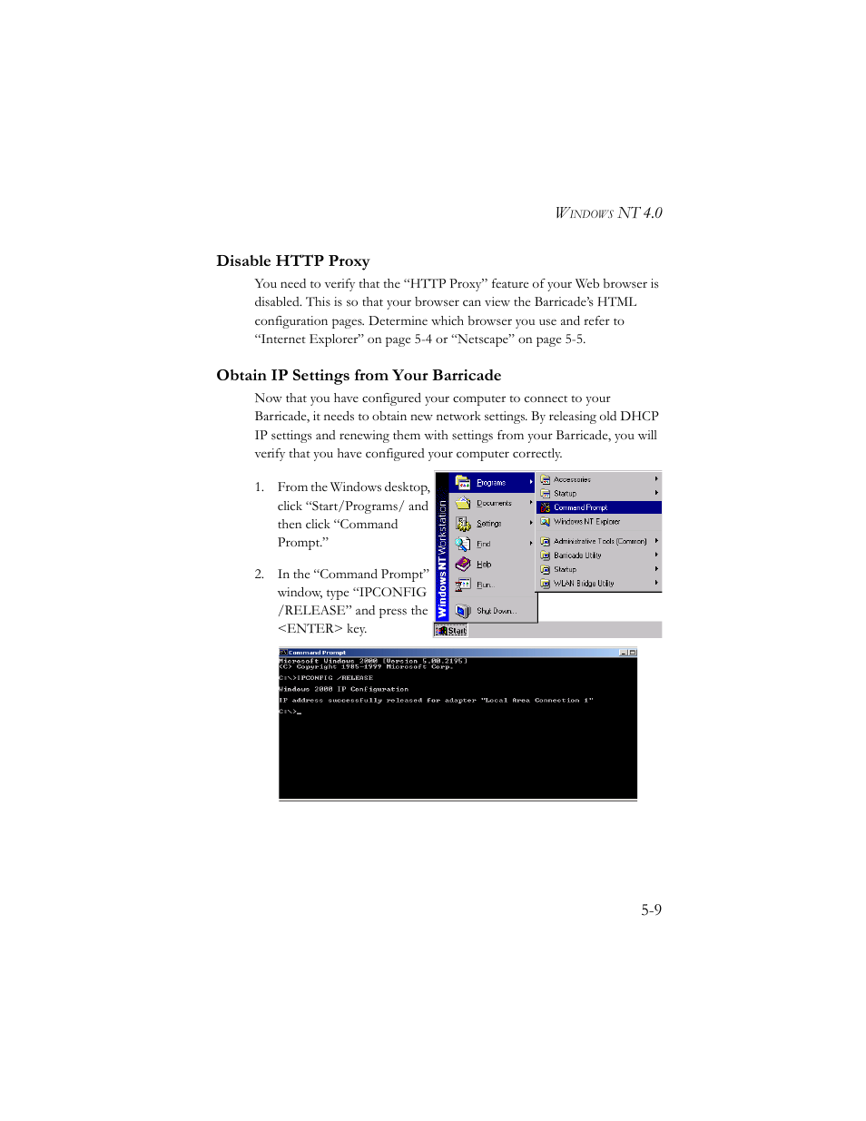 Disable http proxy, Obtain ip settings from your barricade | SMC Networks Barricade SMC7404BRA EU User Manual | Page 92 / 130