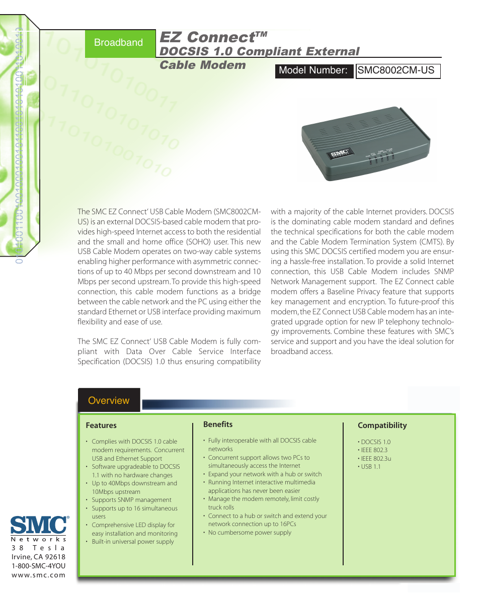 SMC Networks SMC8002CM-U User Manual | 2 pages