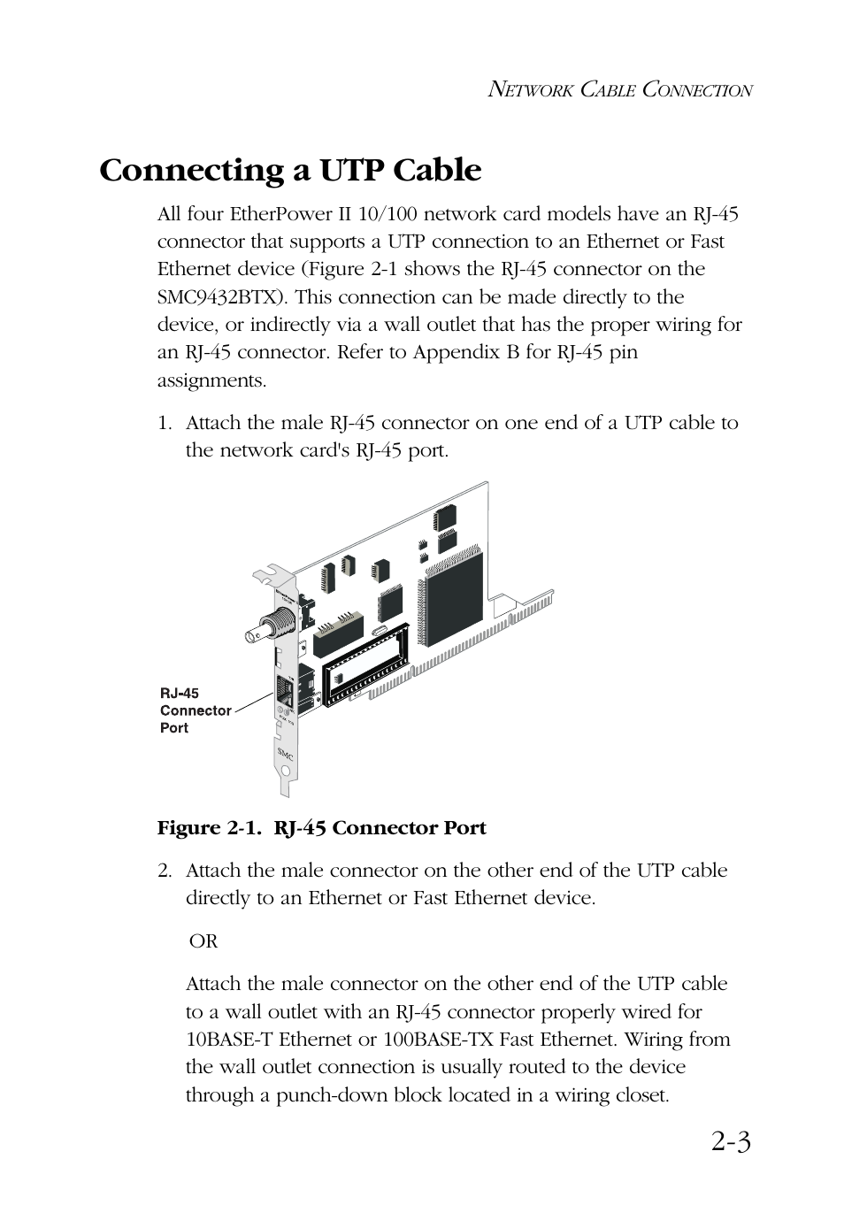 Connecting a utp cable | SMC Networks SMC9432BTX User Manual | Page 21 / 76