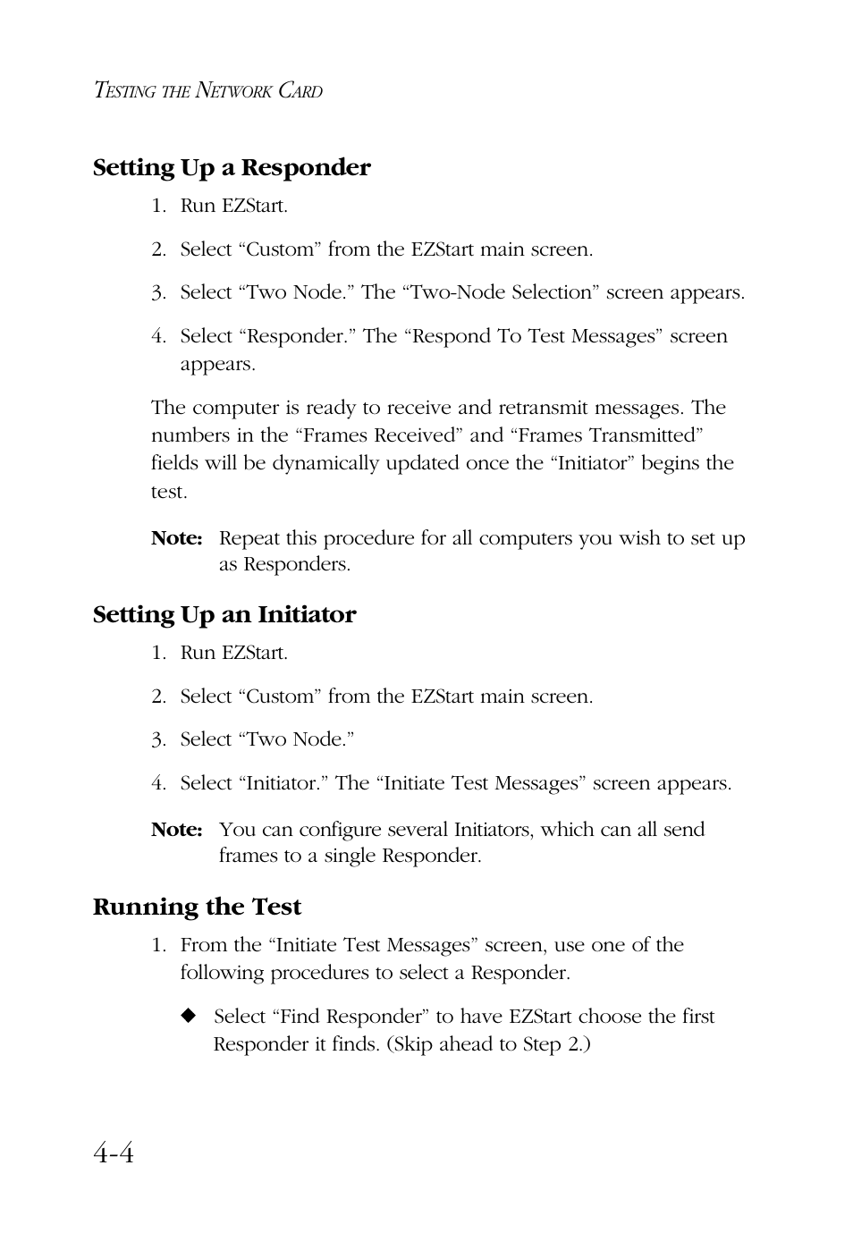 Setting up a responder, Setting up an initiator, Running the test | SMC Networks SMC9432BTX User Manual | Page 44 / 76