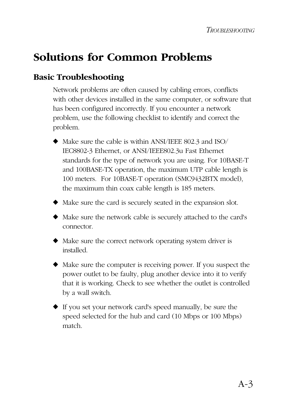 Solutions for common problems, Basic troubleshooting | SMC Networks SMC9432BTX User Manual | Page 51 / 76