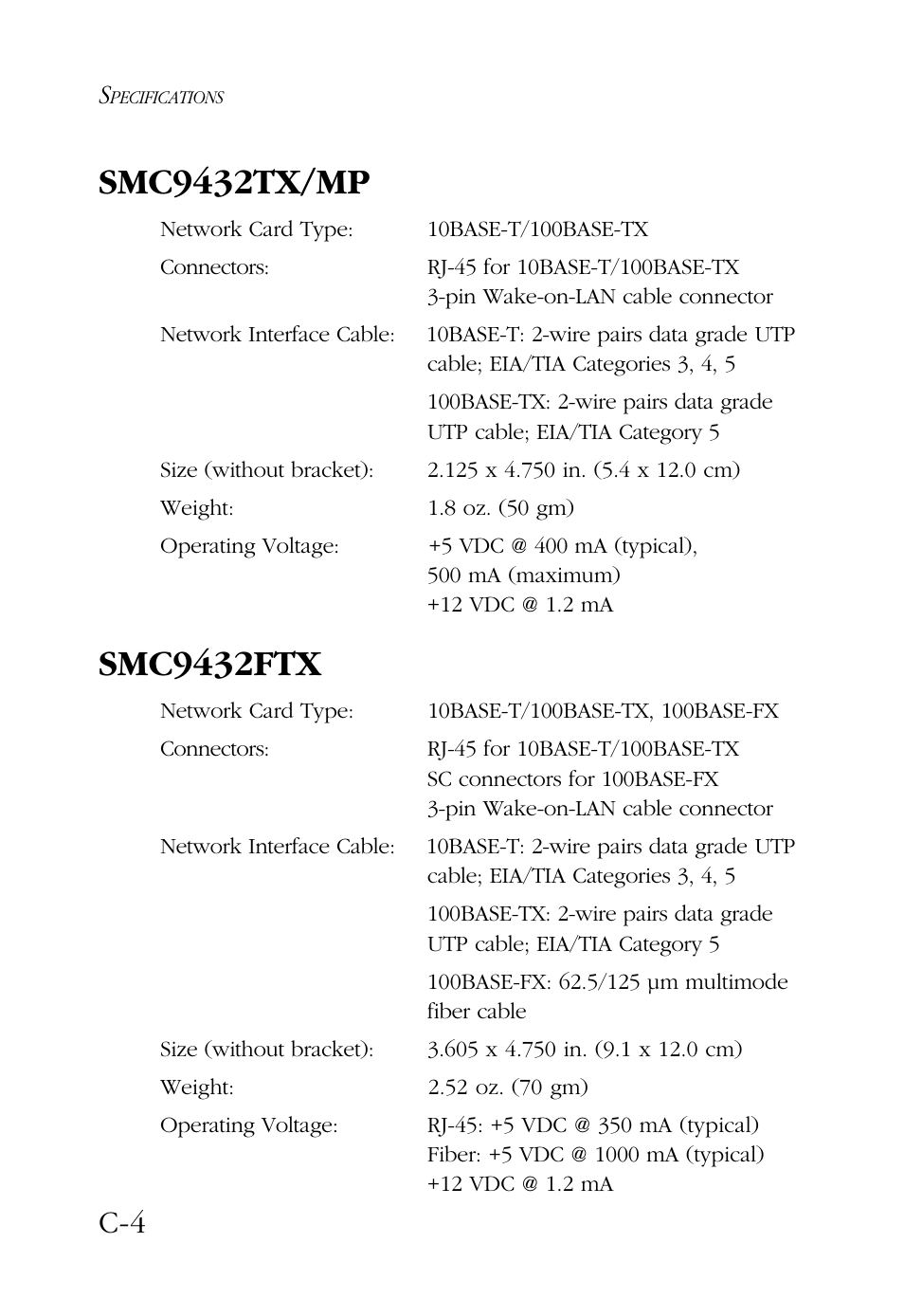 Smc9432tx/mp, Smc9432ftx | SMC Networks SMC9432BTX User Manual | Page 64 / 76