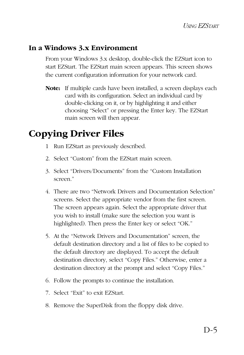 In a windows 3.x environment, Copying driver files | SMC Networks SMC9432BTX User Manual | Page 69 / 76