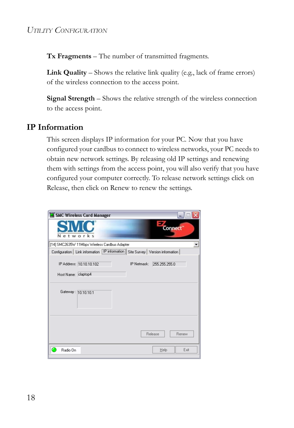 Ip information | SMC Networks SMC2635W User Manual | Page 28 / 42