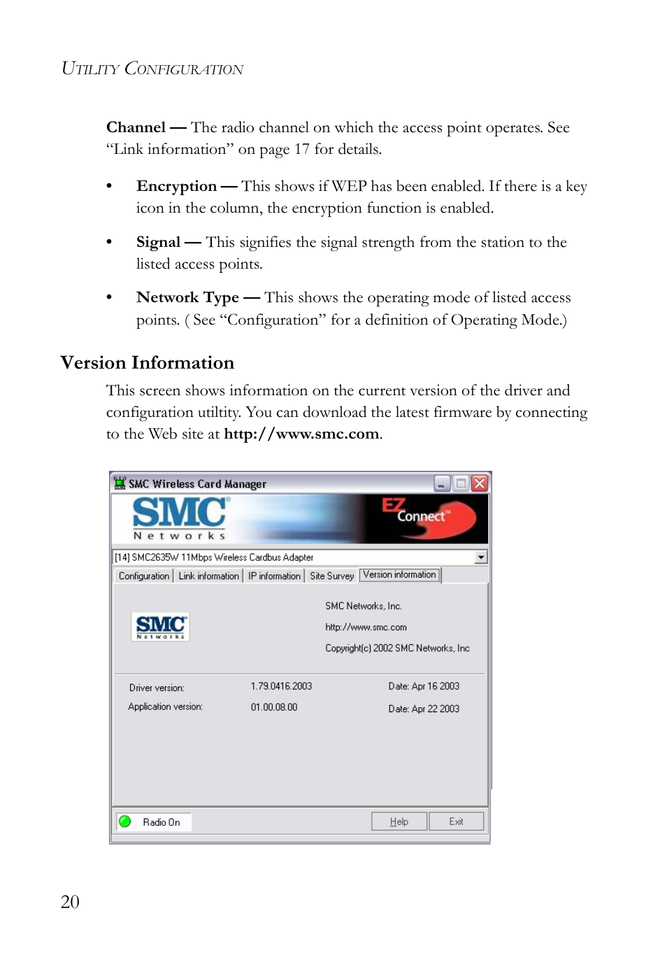 Version information | SMC Networks SMC2635W User Manual | Page 30 / 42