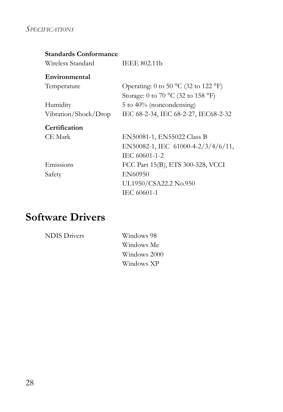 Software drivers | SMC Networks SMC2635W User Manual | Page 38 / 42