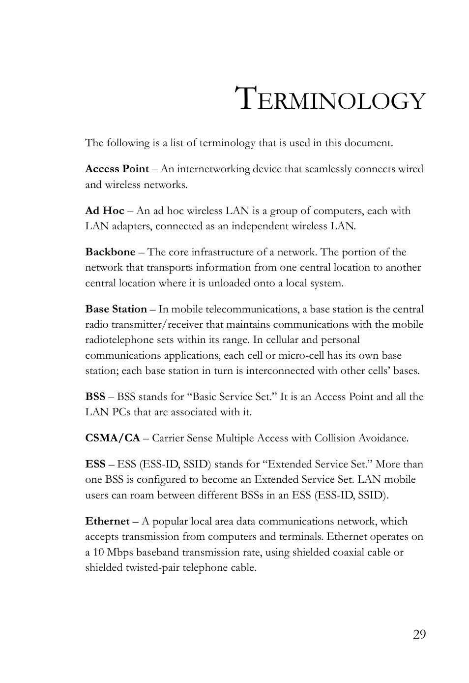 Terminology, Erminology | SMC Networks SMC2635W User Manual | Page 39 / 42