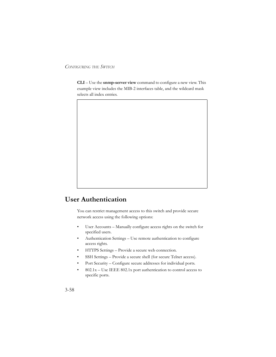 User authentication, User authentication -58 | SMC Networks SMC TigerStack III SMC6824MPE User Manual | Page 108 / 570