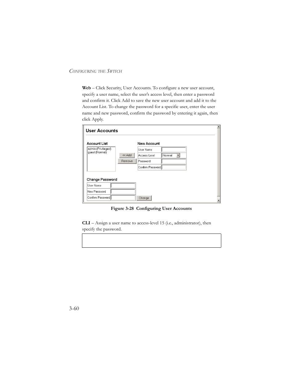 Figure 3-28 configuring user accounts -60 | SMC Networks SMC TigerStack III SMC6824MPE User Manual | Page 110 / 570