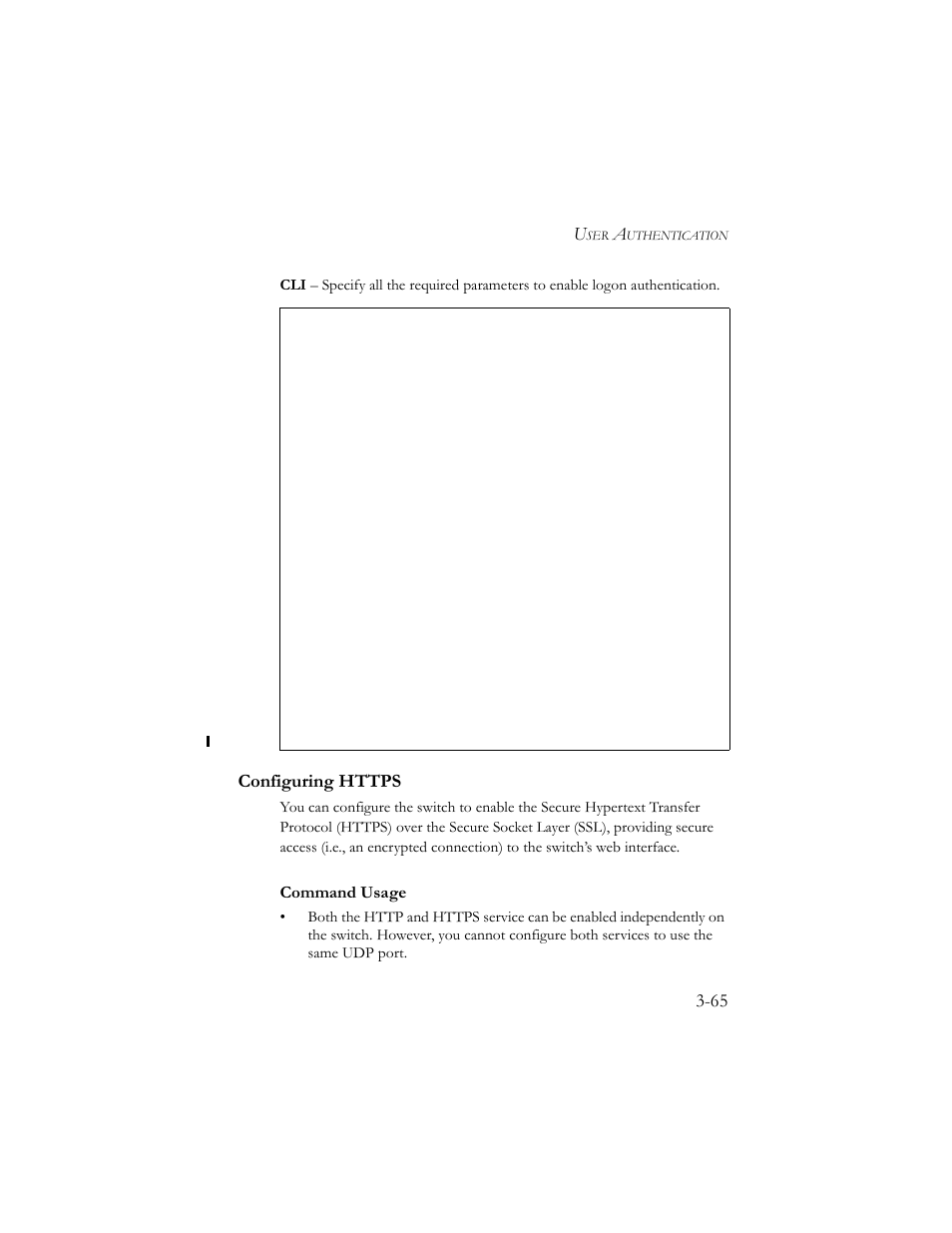 Configuring https, Configuring https -65, Command usage | SMC Networks SMC TigerStack III SMC6824MPE User Manual | Page 115 / 570