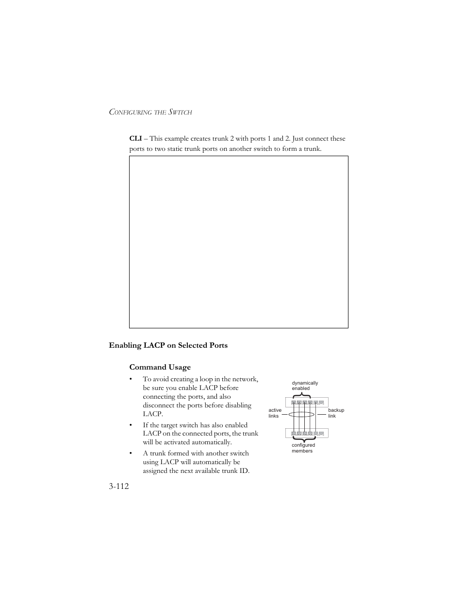 Enabling lacp on selected ports, Enabling lacp on selected ports -112, Mber (3-112) | SMC Networks SMC TigerStack III SMC6824MPE User Manual | Page 162 / 570