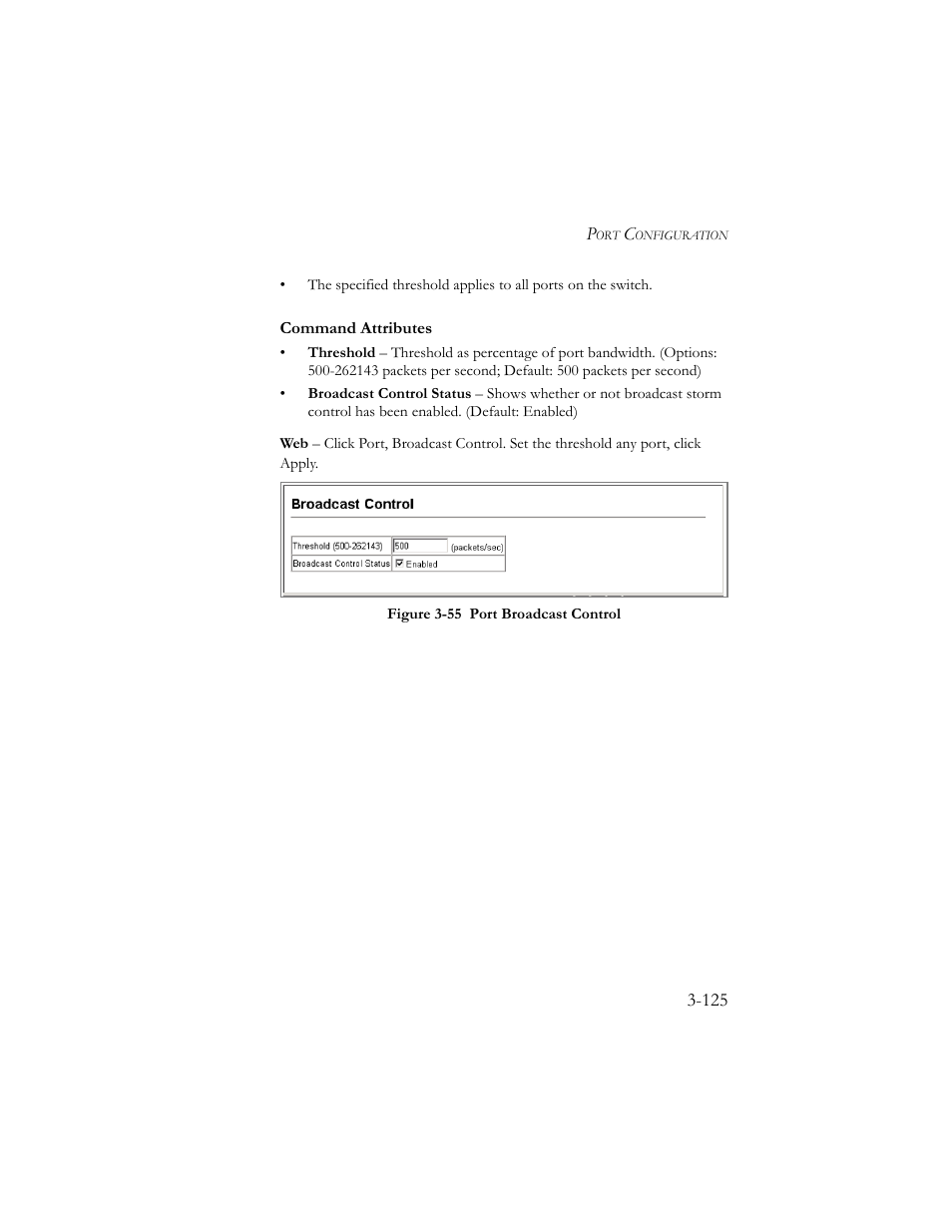 Figure 3-56 port broadcast control -125 | SMC Networks SMC TigerStack III SMC6824MPE User Manual | Page 175 / 570