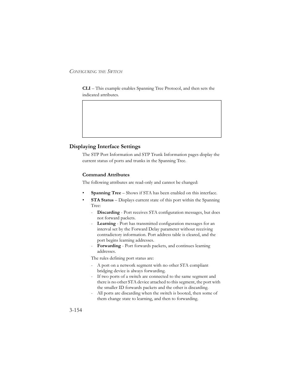 Displaying interface settings, Displaying interface settings -154, Command attributes | SMC Networks SMC TigerStack III SMC6824MPE User Manual | Page 204 / 570