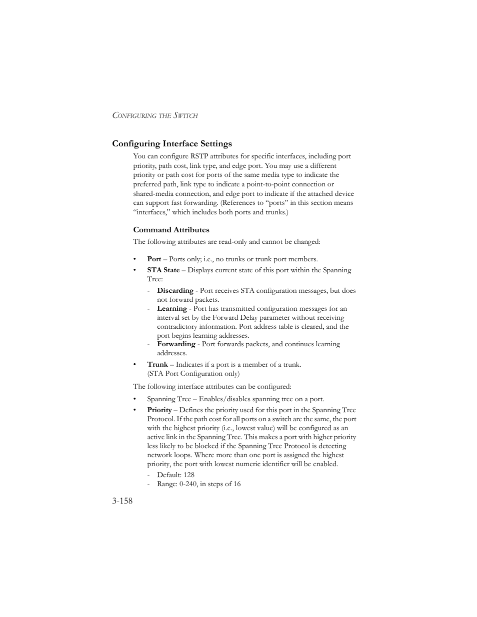 Configuring interface settings, Configuring interface settings -158 | SMC Networks SMC TigerStack III SMC6824MPE User Manual | Page 208 / 570