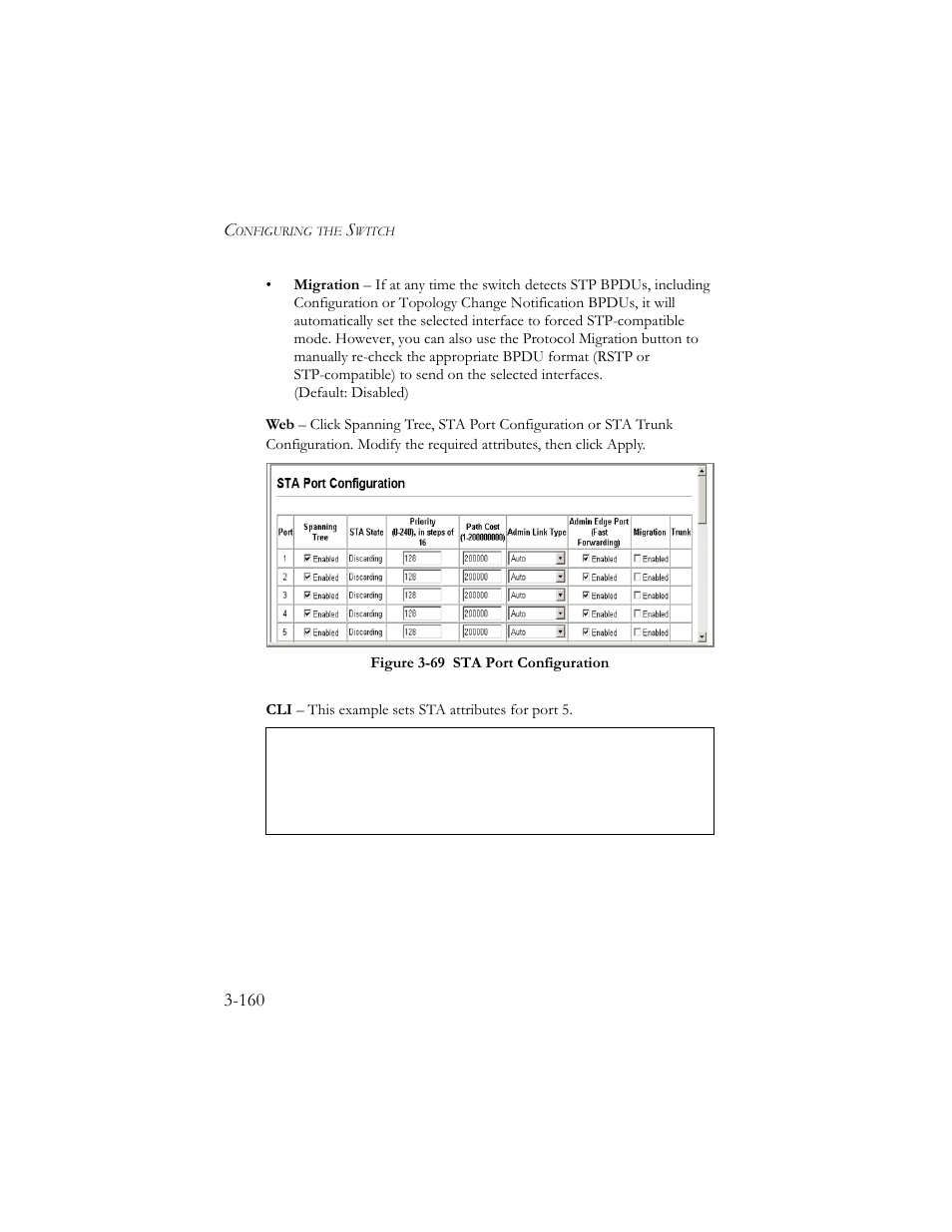 Figure 3-70 sta port configuration -160 | SMC Networks SMC TigerStack III SMC6824MPE User Manual | Page 210 / 570