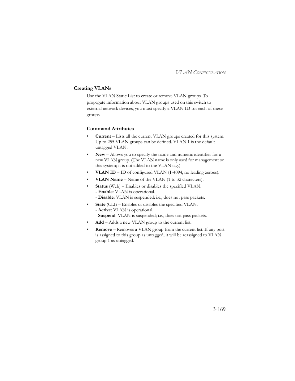 Creating vlans, Creating vlans -169 | SMC Networks SMC TigerStack III SMC6824MPE User Manual | Page 219 / 570