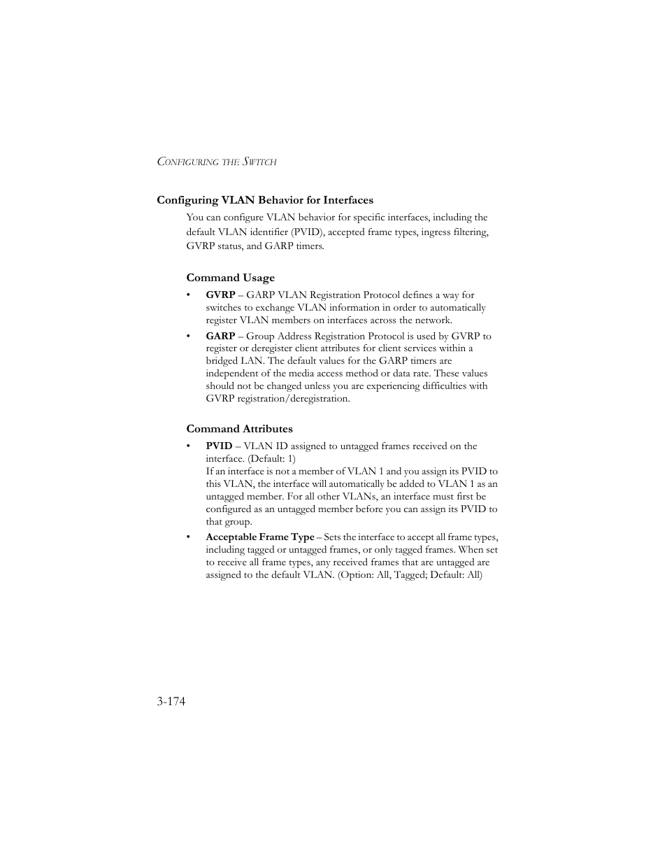 Configuring vlan behavior for interfaces, Configuring vlan behavior for interfaces -174 | SMC Networks SMC TigerStack III SMC6824MPE User Manual | Page 224 / 570