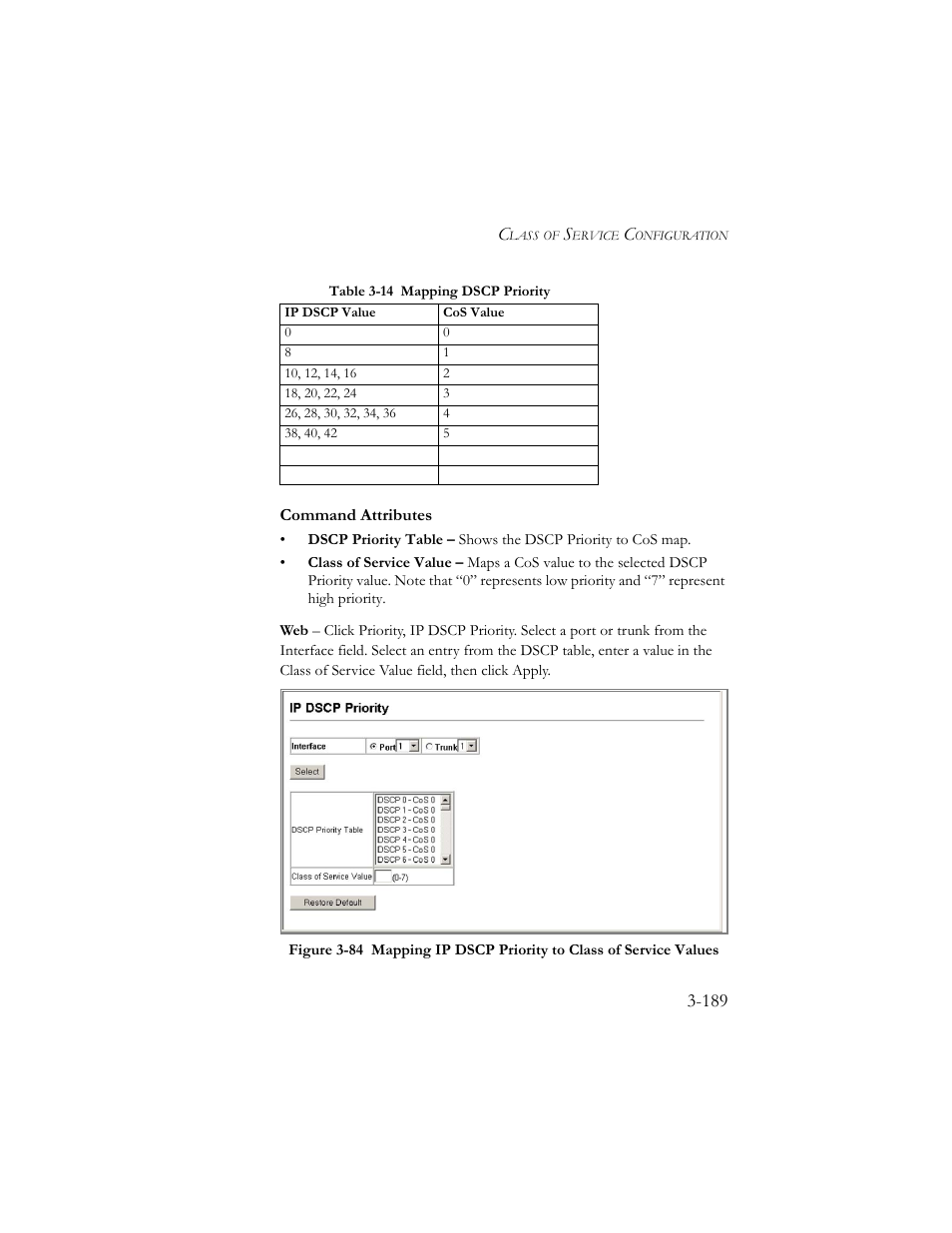 Table 3-14 mapping dscp priority -189 | SMC Networks SMC TigerStack III SMC6824MPE User Manual | Page 239 / 570