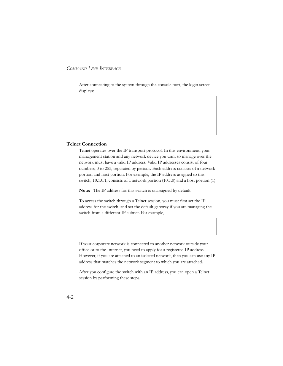Telnet connection, Telnet connection -2 | SMC Networks SMC TigerStack III SMC6824MPE User Manual | Page 264 / 570