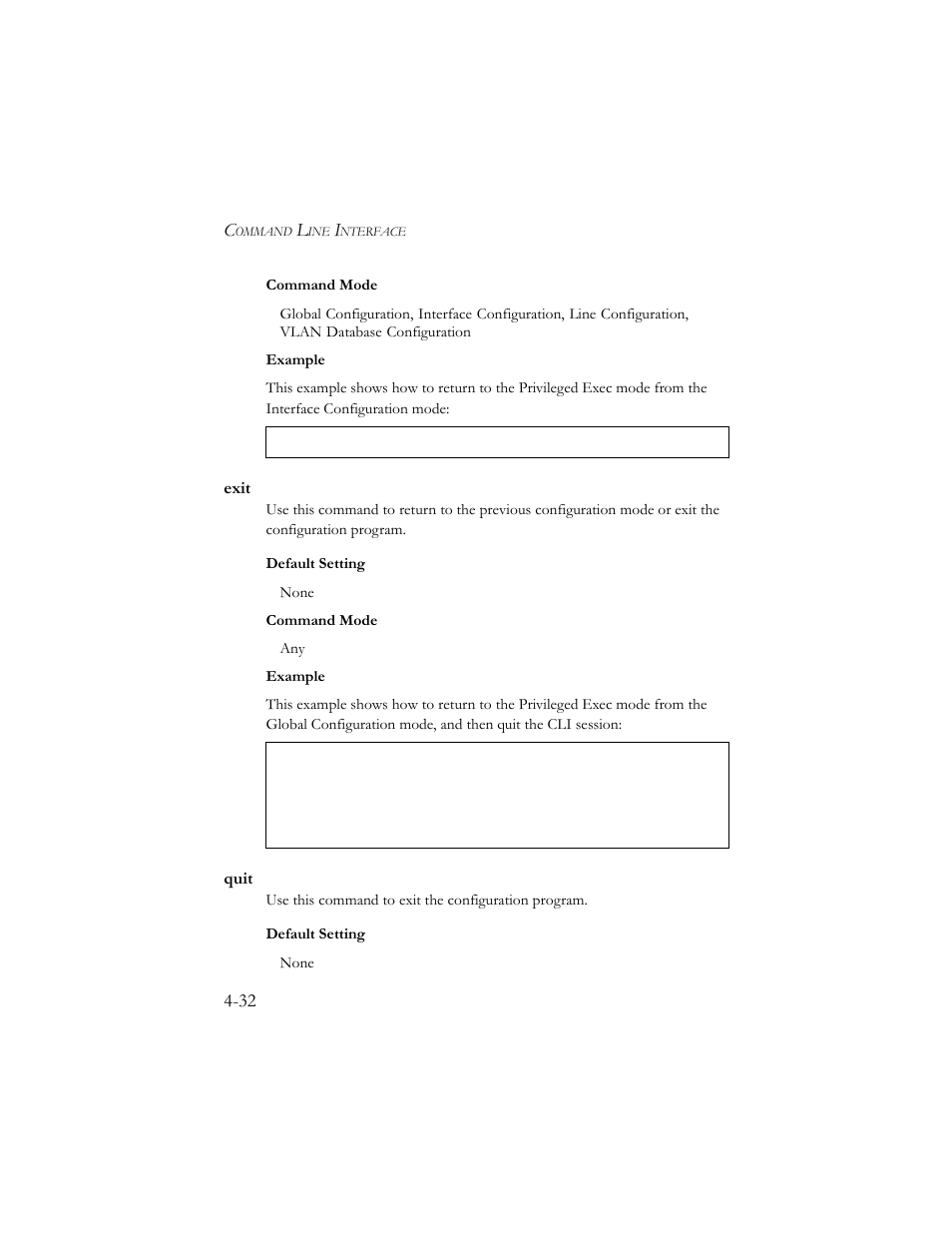 Exit, Quit, Exit -32 quit -32 | SMC Networks SMC TigerStack III SMC6824MPE User Manual | Page 294 / 570