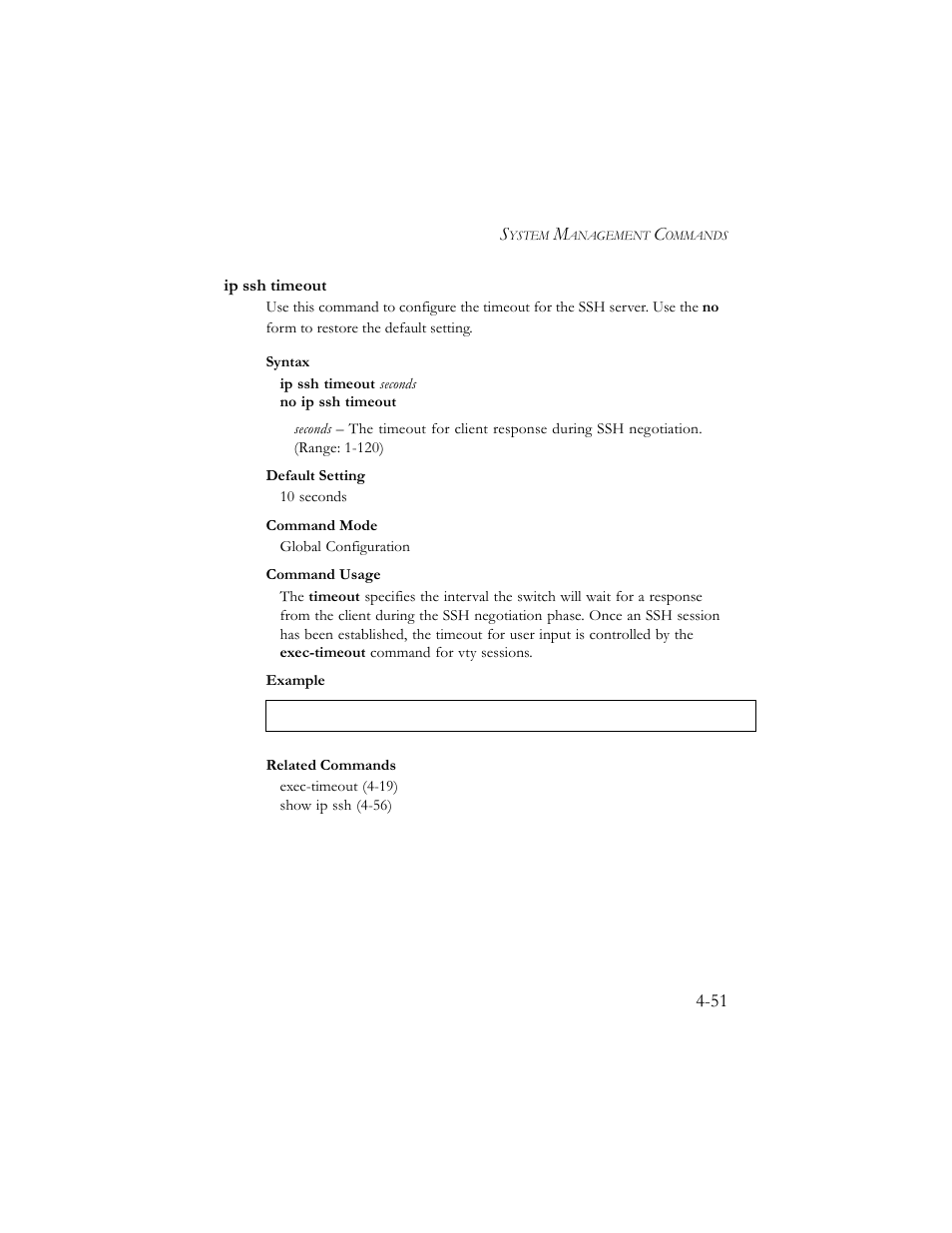 Ip ssh timeout, Ip ssh timeout -51 | SMC Networks SMC TigerStack III SMC6824MPE User Manual | Page 313 / 570