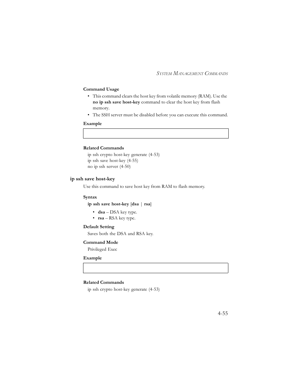 Ip ssh save host-key, Ip ssh save host-key -55 | SMC Networks SMC TigerStack III SMC6824MPE User Manual | Page 317 / 570