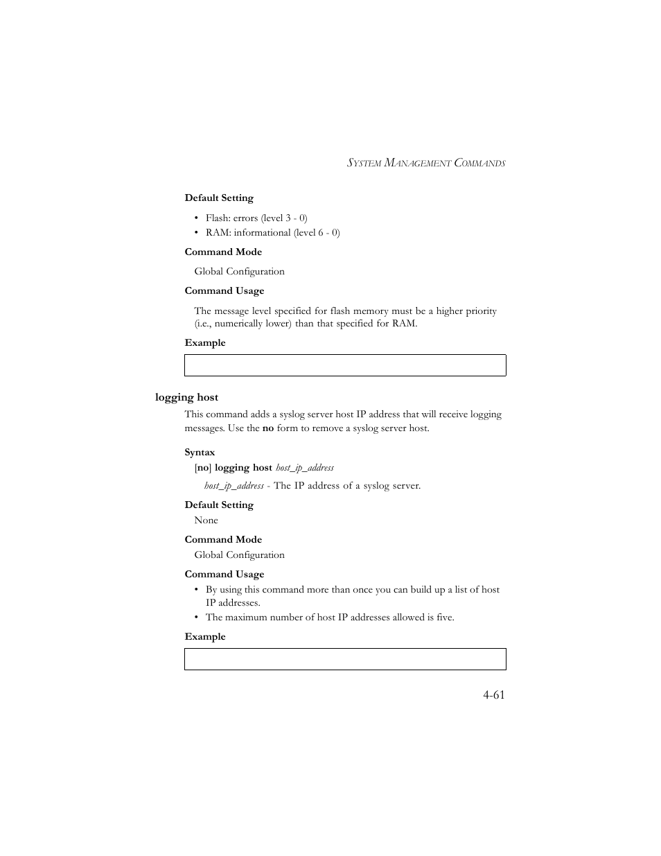 Logging host, Logging host -61 | SMC Networks SMC TigerStack III SMC6824MPE User Manual | Page 323 / 570