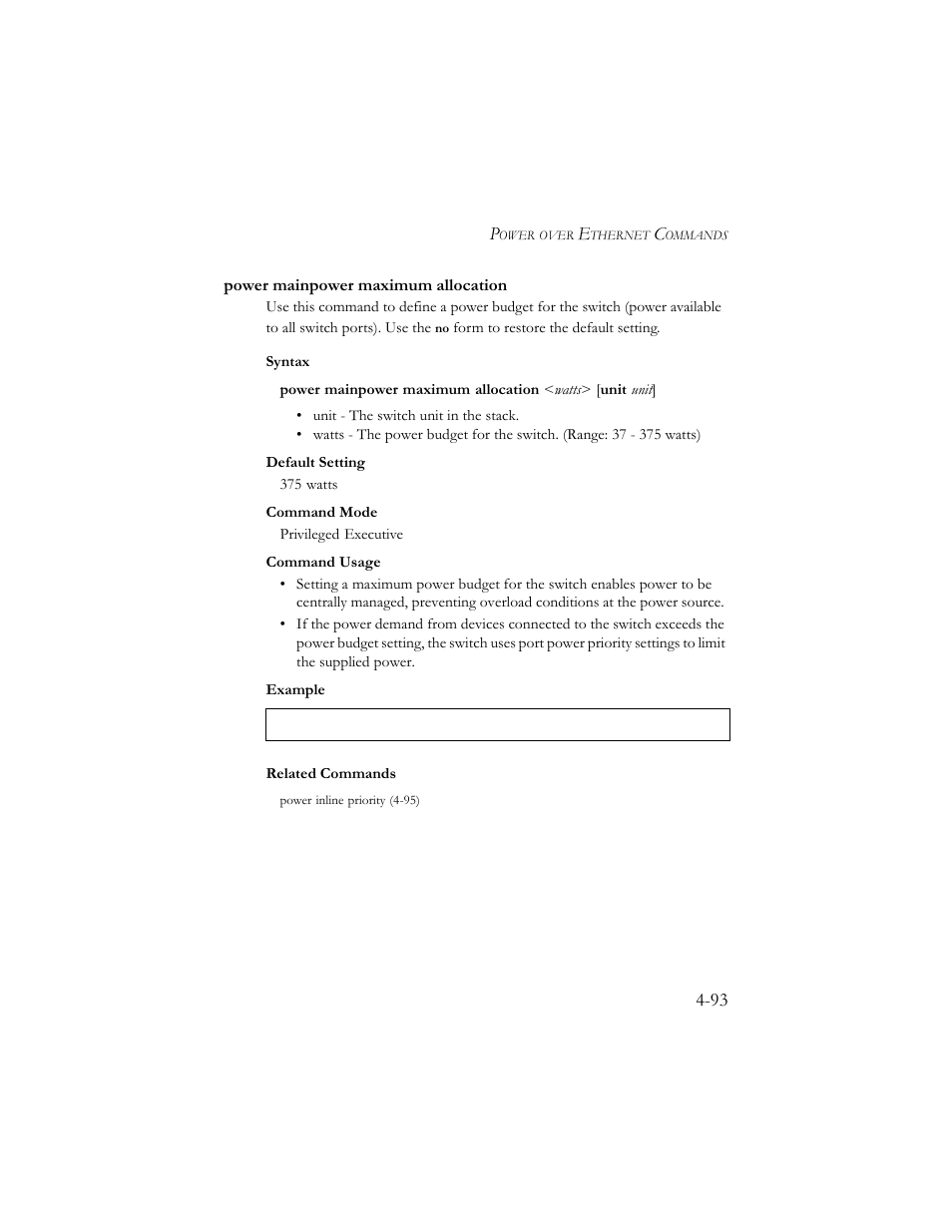 Power mainpower maximum allocation, Power mainpower maximum allocation -93 | SMC Networks SMC TigerStack III SMC6824MPE User Manual | Page 355 / 570