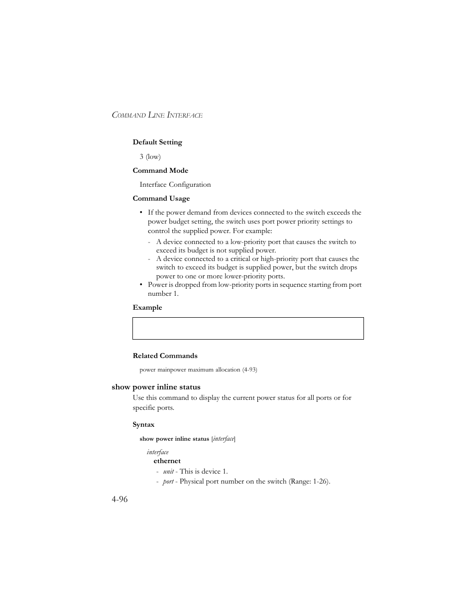 Show power inline status, Show power inline status -96 | SMC Networks SMC TigerStack III SMC6824MPE User Manual | Page 358 / 570