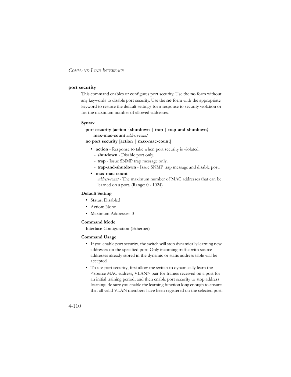 Port security, Port security -110 | SMC Networks SMC TigerStack III SMC6824MPE User Manual | Page 372 / 570