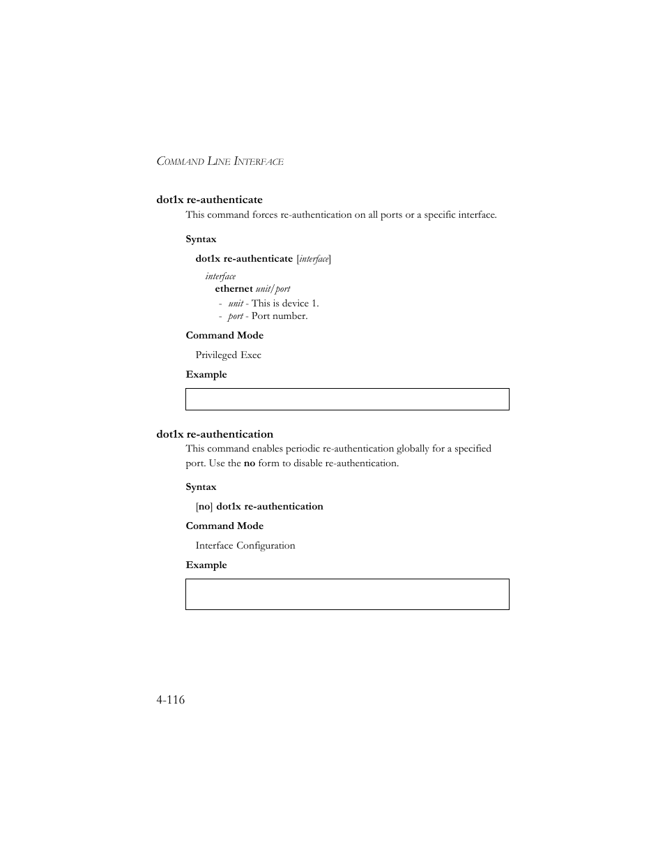 Dot1x re-authenticate, Dot1x re-authentication | SMC Networks SMC TigerStack III SMC6824MPE User Manual | Page 378 / 570