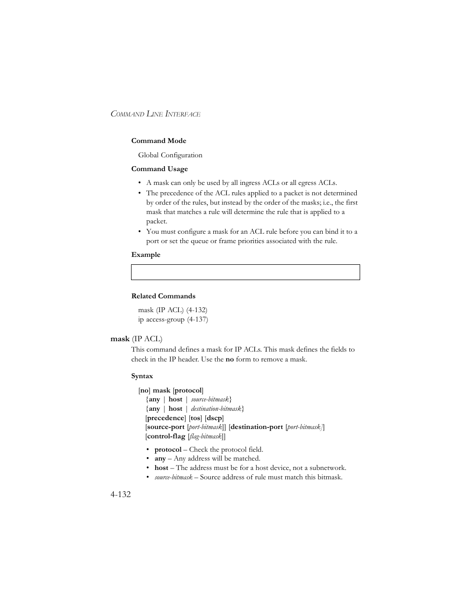 Mask (ip acl), Mask (ip acl) -132 | SMC Networks SMC TigerStack III SMC6824MPE User Manual | Page 394 / 570