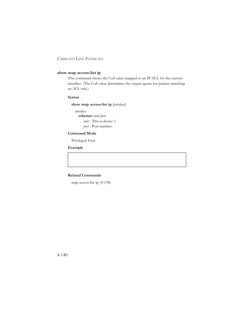 Show map access-list ip, Show map access-list ip -140, Show map access-list ip (4-140) | SMC Networks SMC TigerStack III SMC6824MPE User Manual | Page 402 / 570