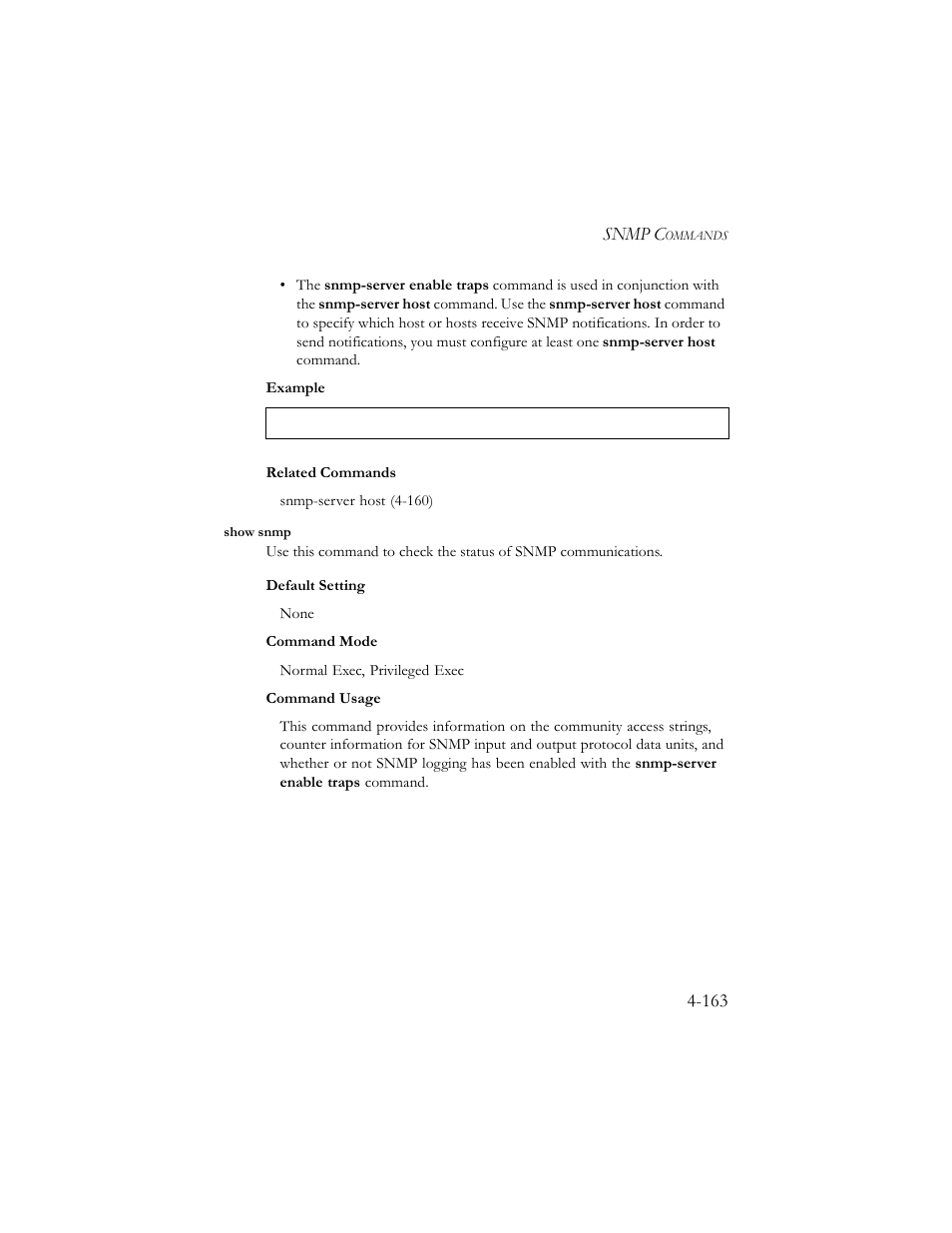 Show snmp, Show snmp -163 | SMC Networks SMC TigerStack III SMC6824MPE User Manual | Page 425 / 570