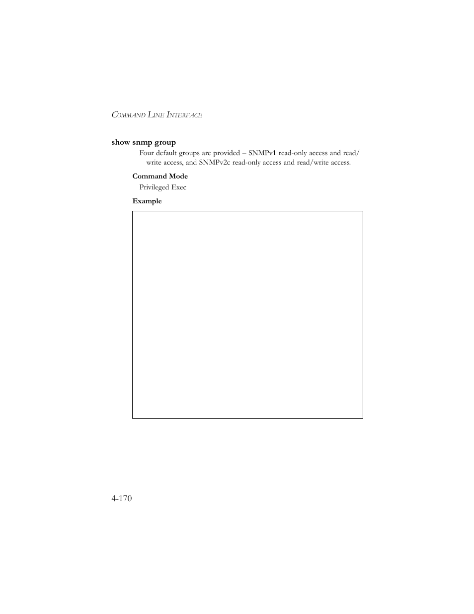 Show snmp group, Show snmp group -170 | SMC Networks SMC TigerStack III SMC6824MPE User Manual | Page 432 / 570
