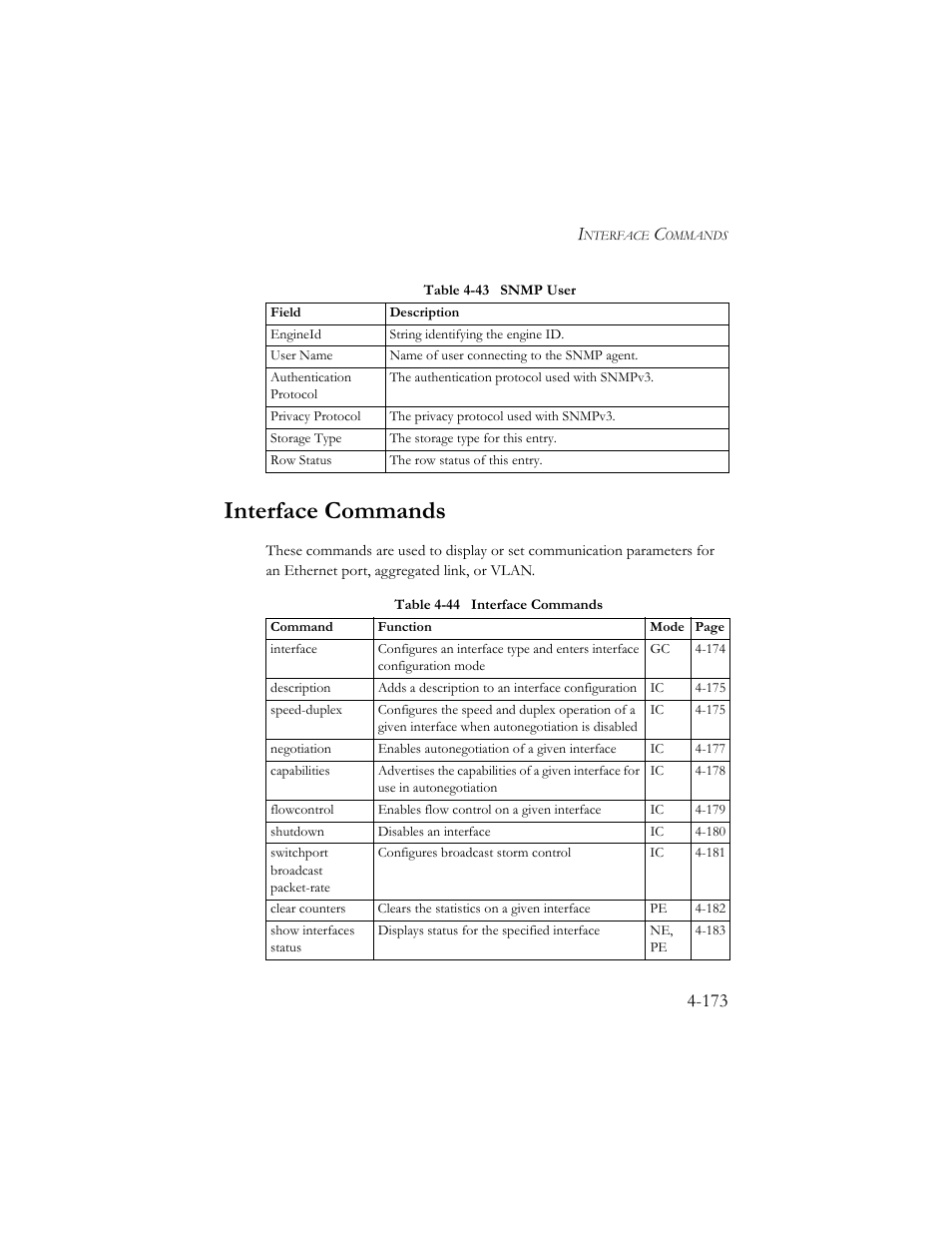 Interface commands, Interface commands -173 | SMC Networks SMC TigerStack III SMC6824MPE User Manual | Page 435 / 570