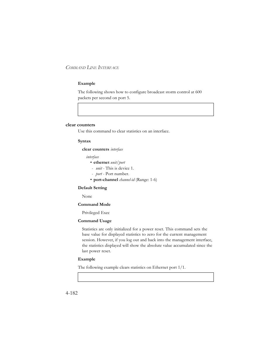Clear counters, Clear counters -182 | SMC Networks SMC TigerStack III SMC6824MPE User Manual | Page 444 / 570
