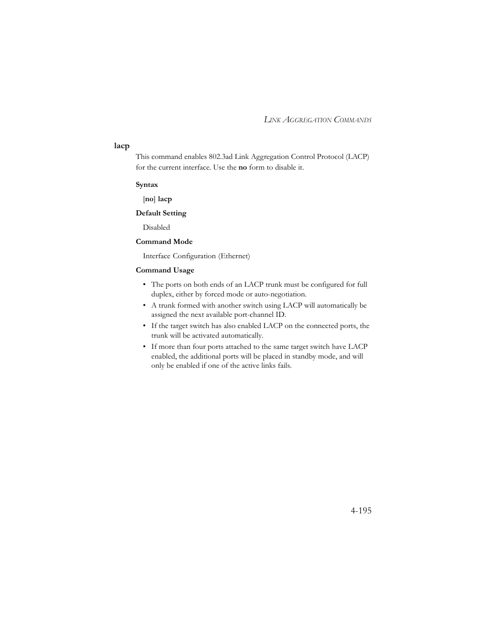 Lacp, Lacp -195 | SMC Networks SMC TigerStack III SMC6824MPE User Manual | Page 457 / 570