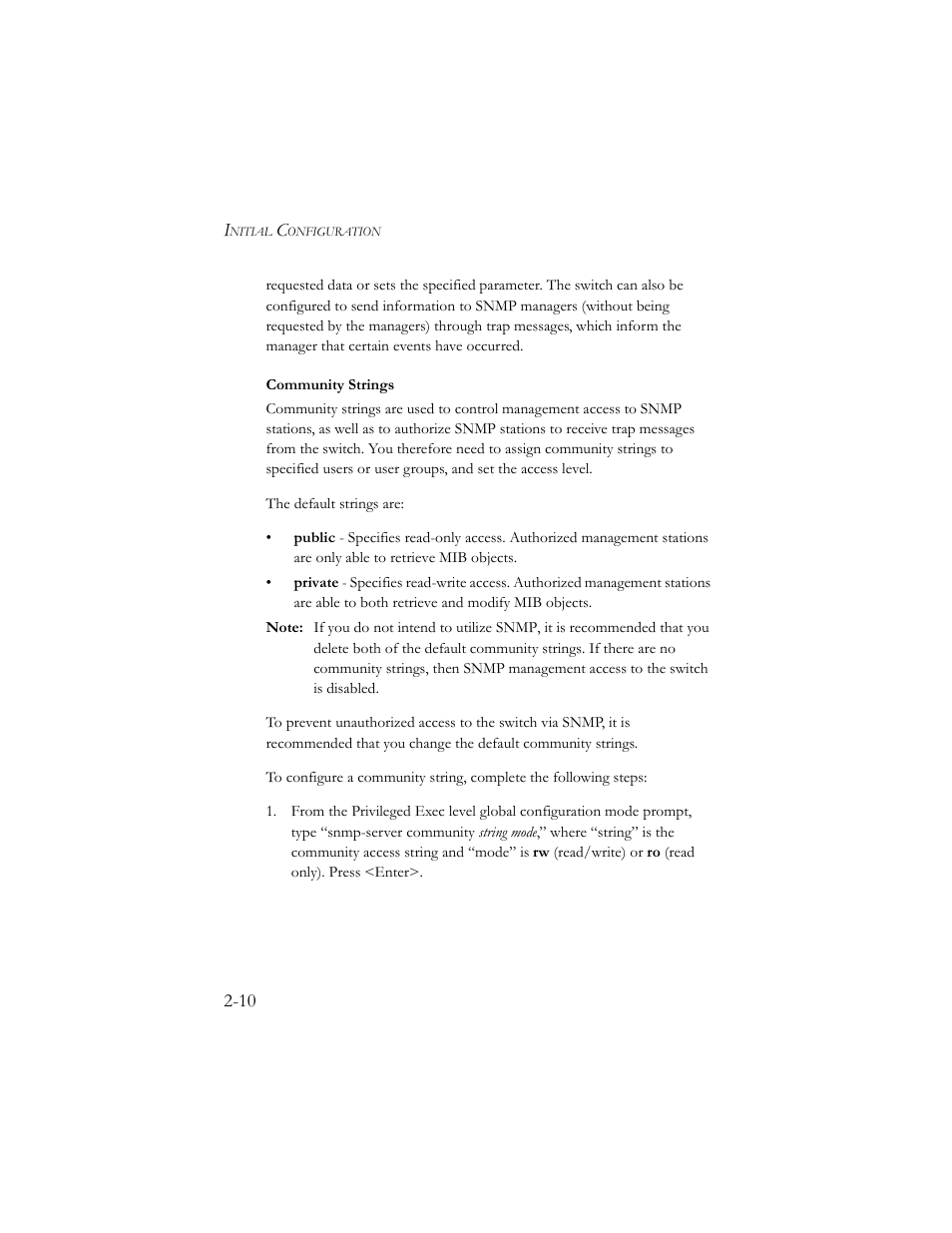 Community strings -10 | SMC Networks SMC TigerStack III SMC6824MPE User Manual | Page 46 / 570