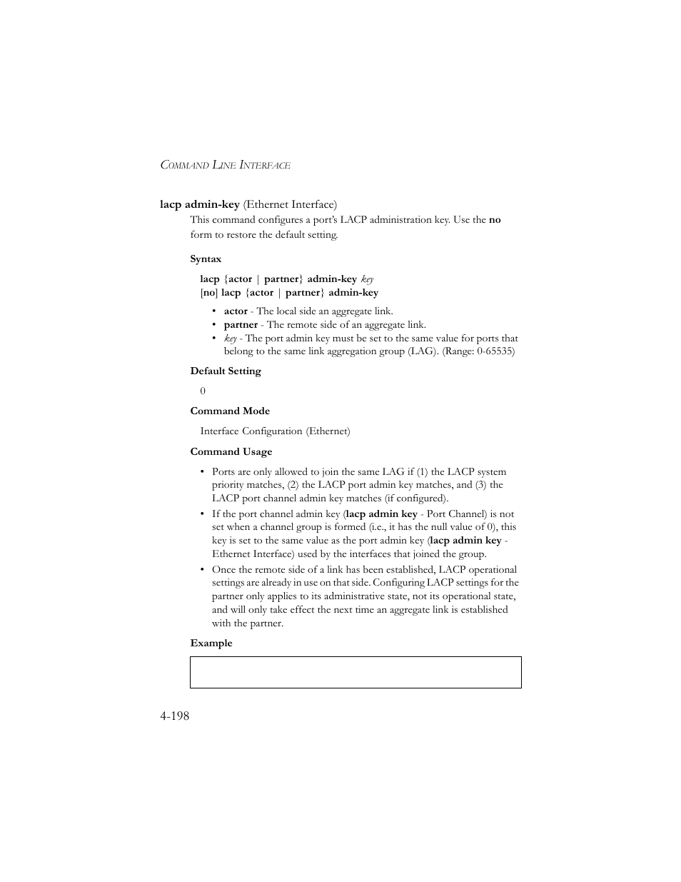 Lacp admin-key (ethernet interface), Lacp admin-key (ethernet interface) -198 | SMC Networks SMC TigerStack III SMC6824MPE User Manual | Page 460 / 570