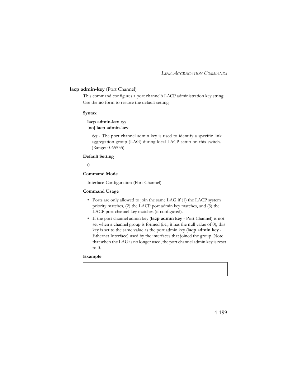 Lacp admin-key (port channel), Lacp admin-key (port channel) -199 | SMC Networks SMC TigerStack III SMC6824MPE User Manual | Page 461 / 570