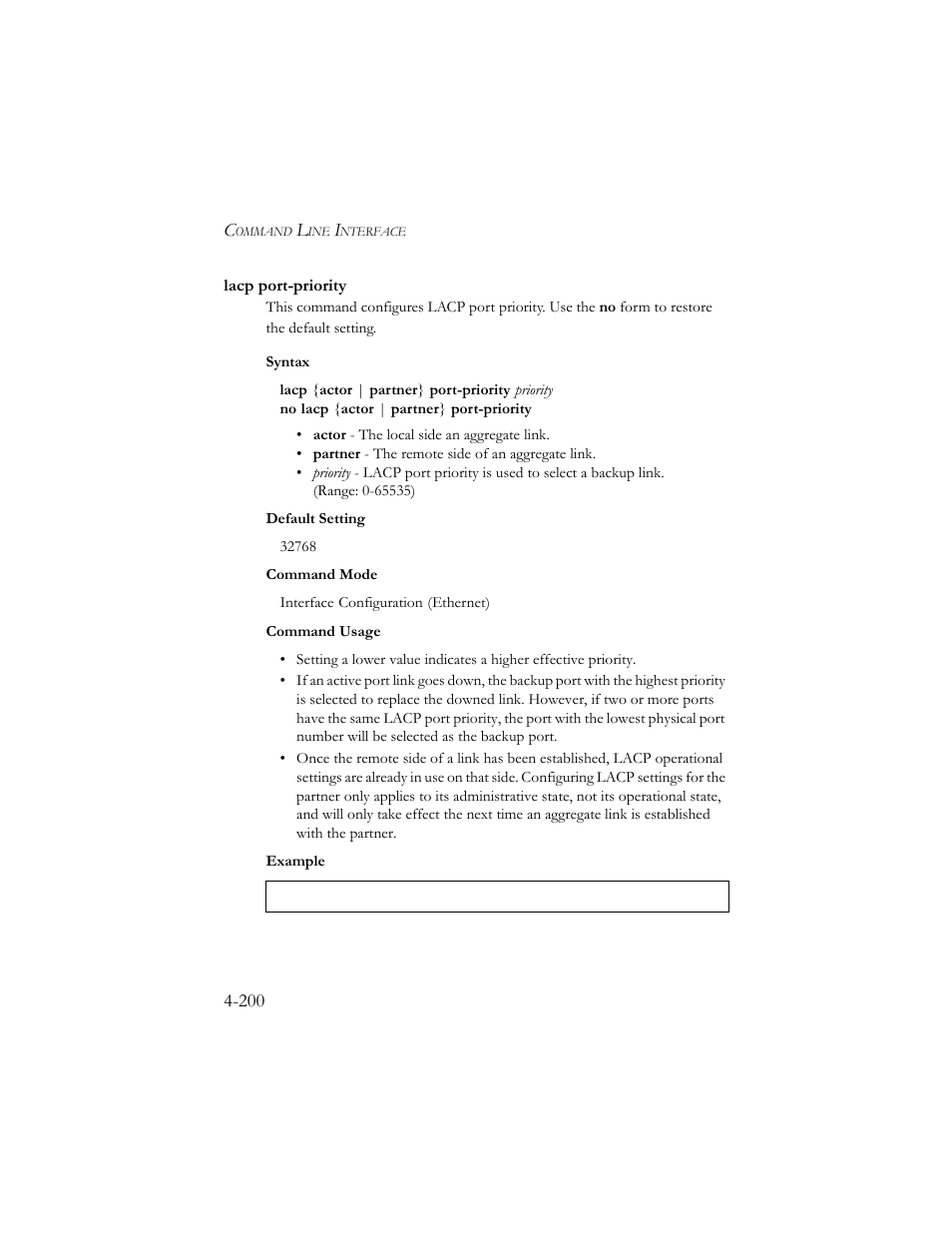 Lacp port-priority, Lacp port-priority -200 | SMC Networks SMC TigerStack III SMC6824MPE User Manual | Page 462 / 570
