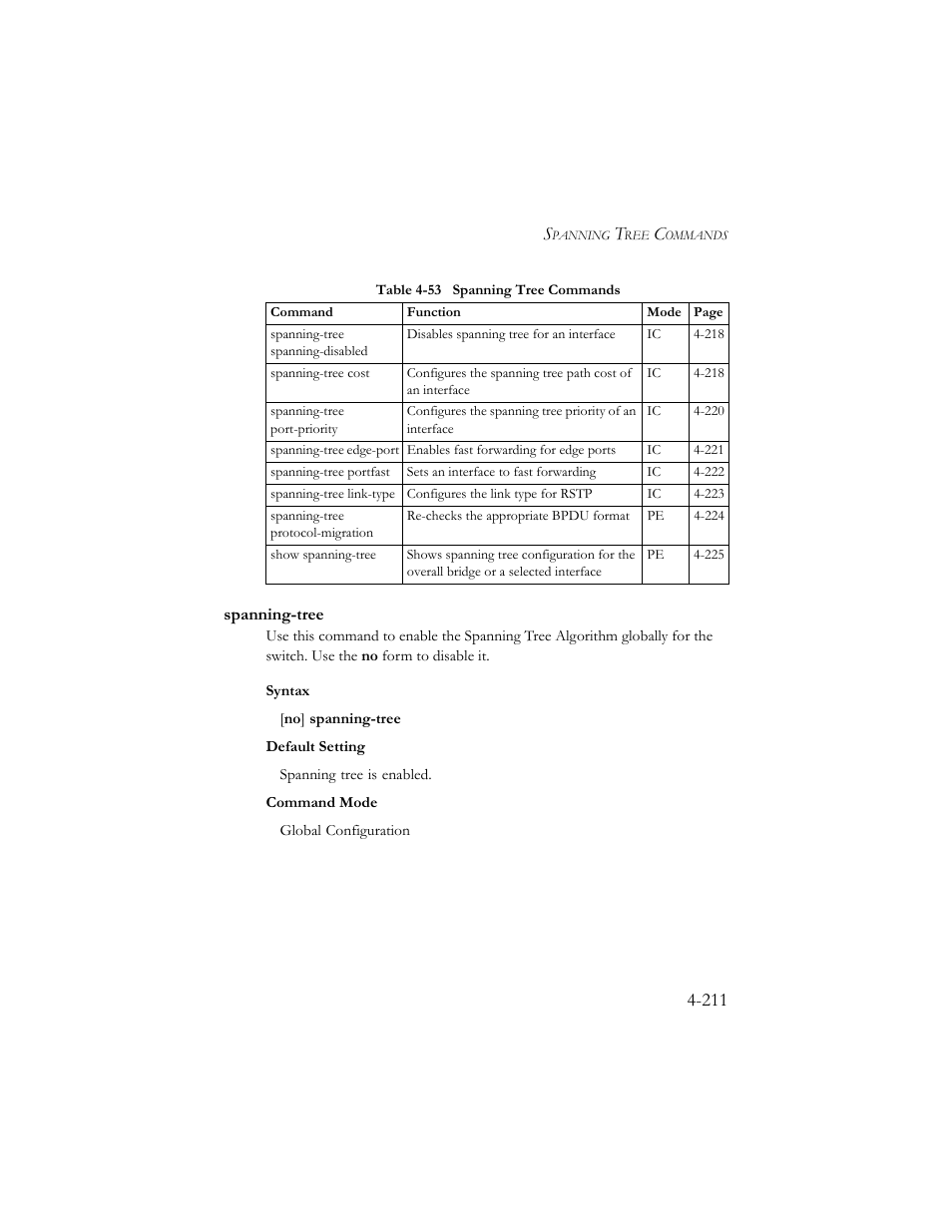 Spanning-tree, Spanning-tree -211 | SMC Networks SMC TigerStack III SMC6824MPE User Manual | Page 473 / 570