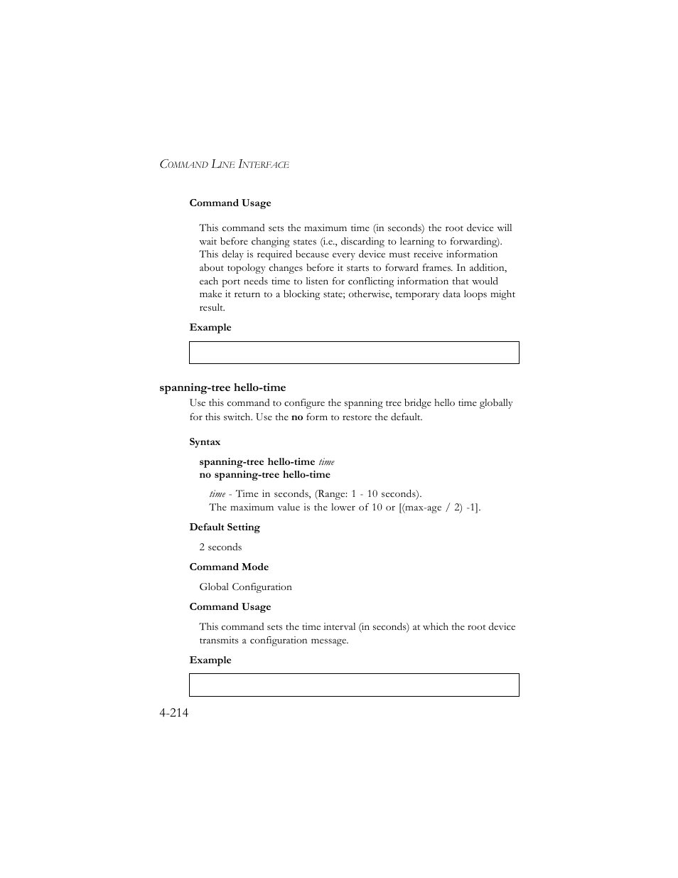 Spanning-tree hello-time, Spanning-tree hello-time -214 | SMC Networks SMC TigerStack III SMC6824MPE User Manual | Page 476 / 570