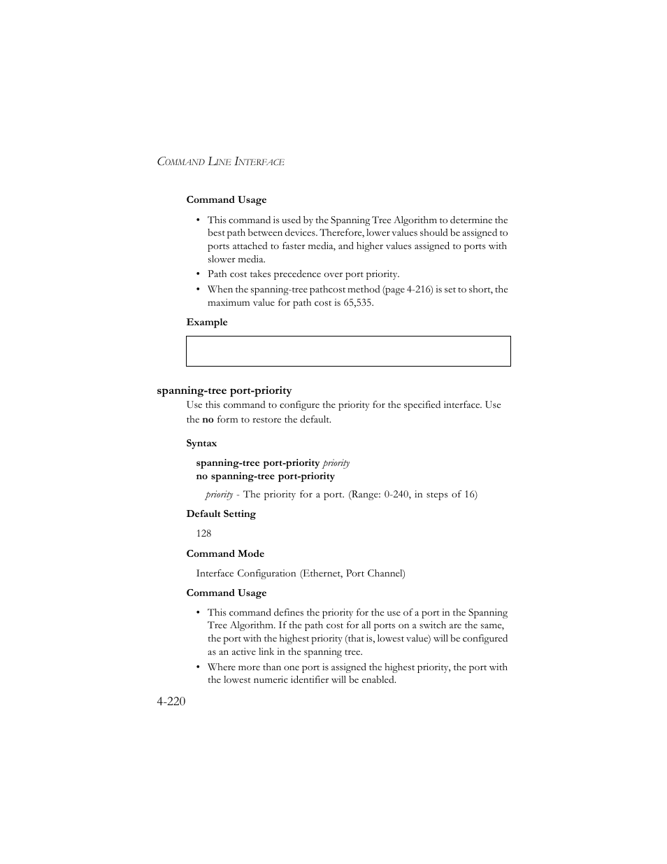 Spanning-tree port-priority, Spanning-tree port-priority -220 | SMC Networks SMC TigerStack III SMC6824MPE User Manual | Page 482 / 570