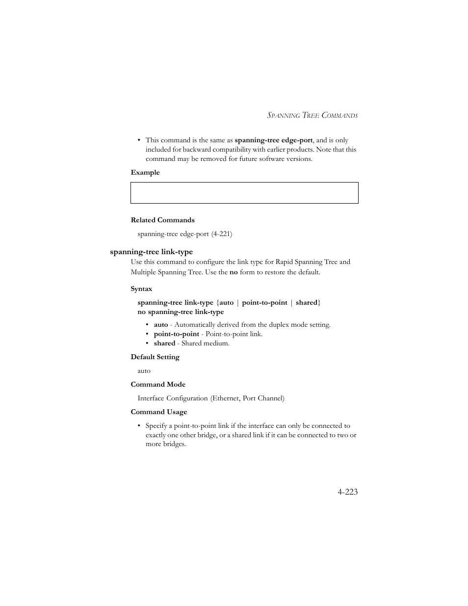 Spanning-tree link-type, Spanning-tree link-type -223 | SMC Networks SMC TigerStack III SMC6824MPE User Manual | Page 485 / 570