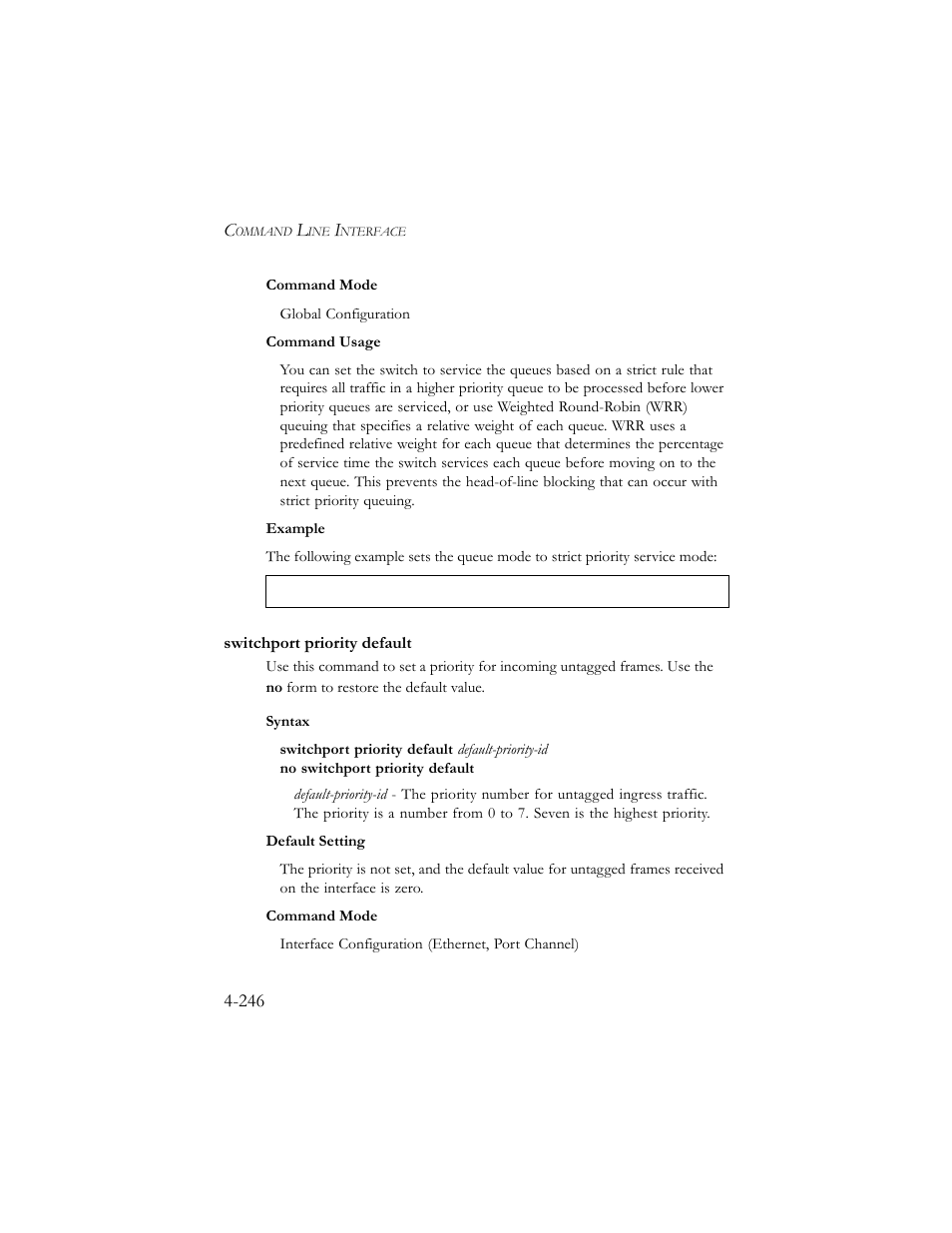Switchport priority default, Switchport priority default -246 | SMC Networks SMC TigerStack III SMC6824MPE User Manual | Page 508 / 570