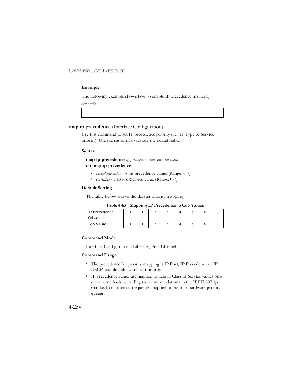 Map ip precedence (interface configuration), Map ip precedence (interface configuration) -254 | SMC Networks SMC TigerStack III SMC6824MPE User Manual | Page 516 / 570